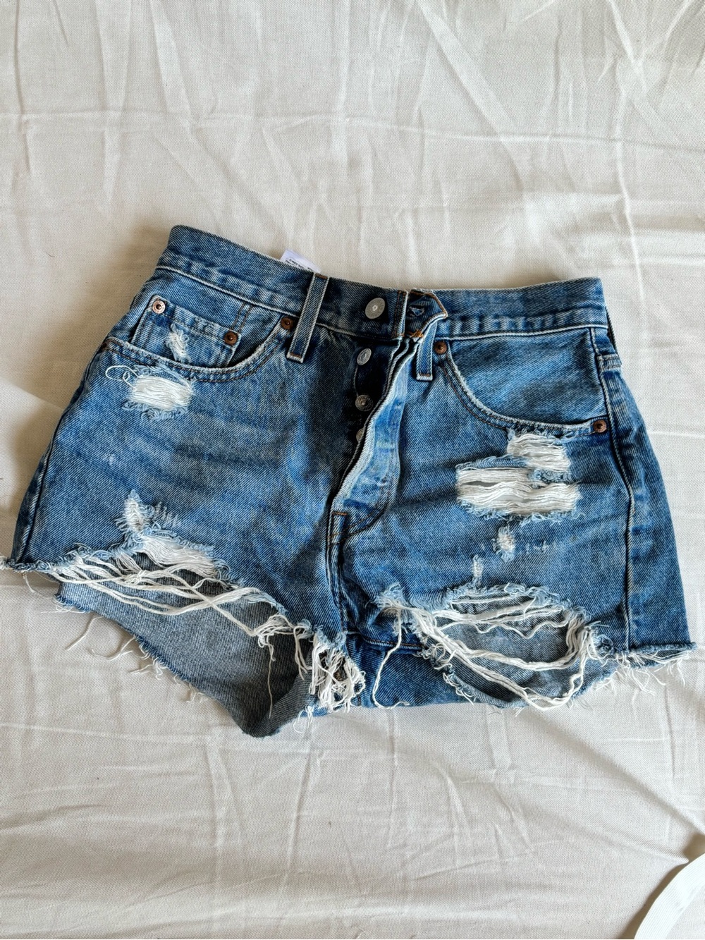 Levi's Distressed Mid-Blue Jean Shorts